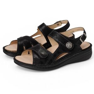 Finn Comfort Gomera Black Leather Sandals